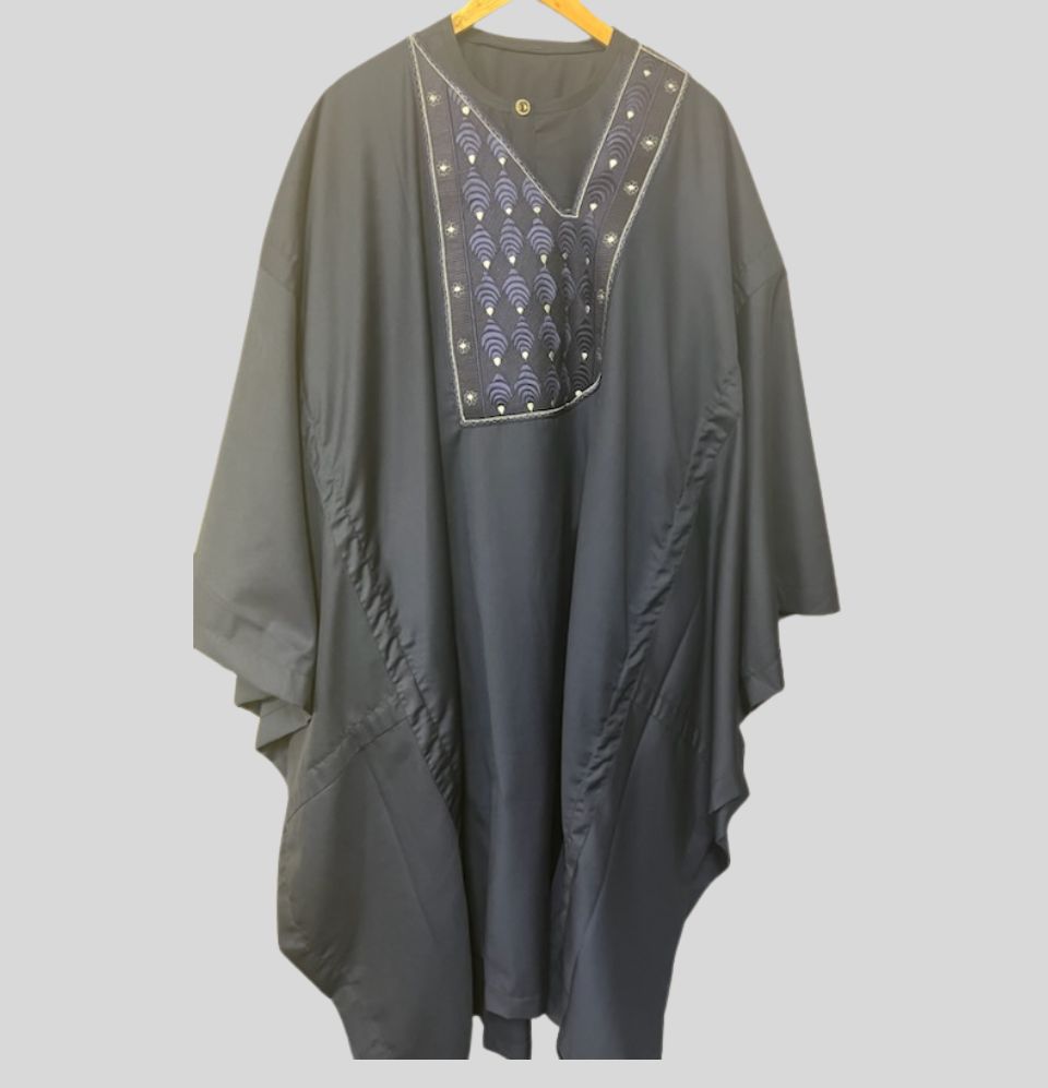 3 Piece Authentic Embroidered Agbada (Grey)