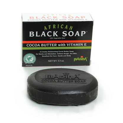 Madina: African Cocoa Butter Black Soap - 3½ oz.